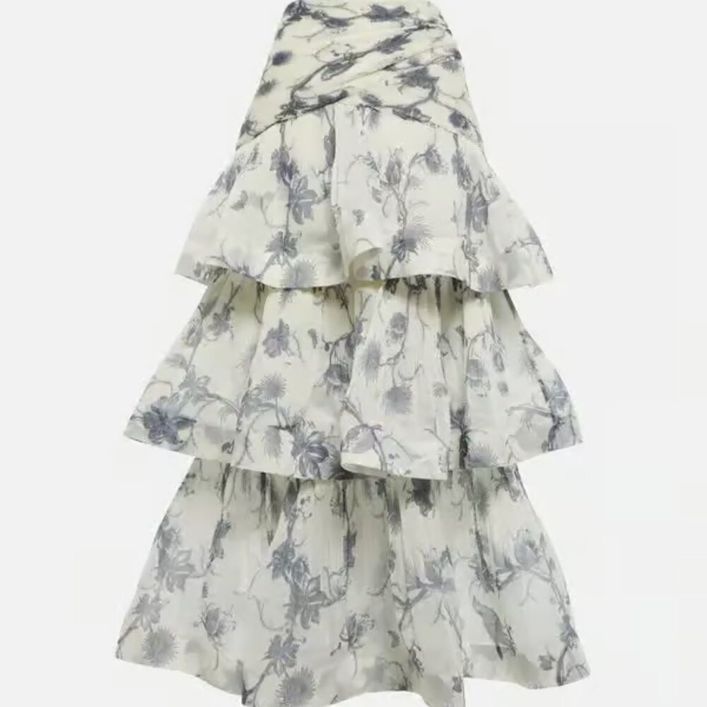 Zimmermann Pleated Tiered Skirt - Keira Floral (Size 1)